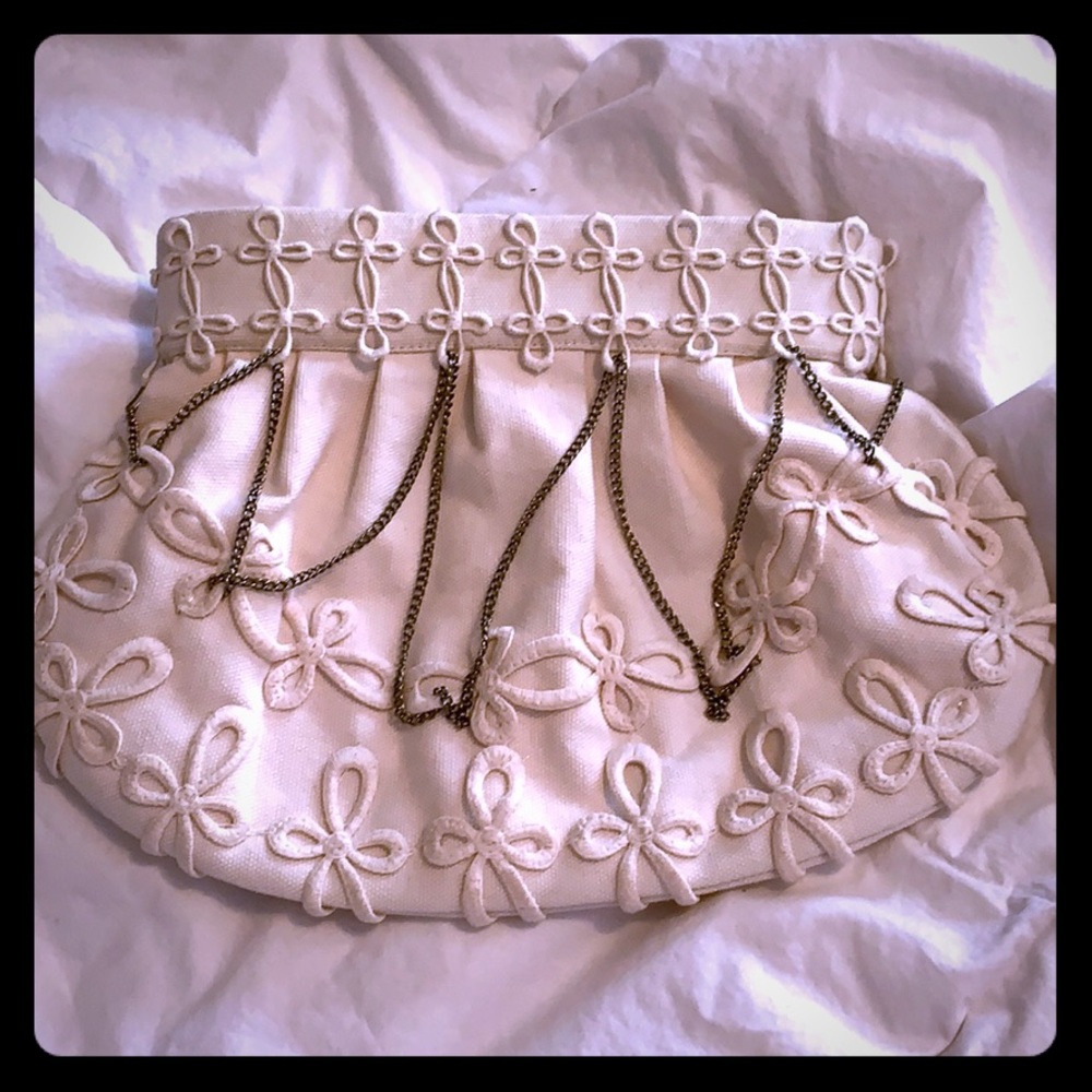 2 for $20. Handmade ivory colored lace / eyelet clutch or shoulder bag.